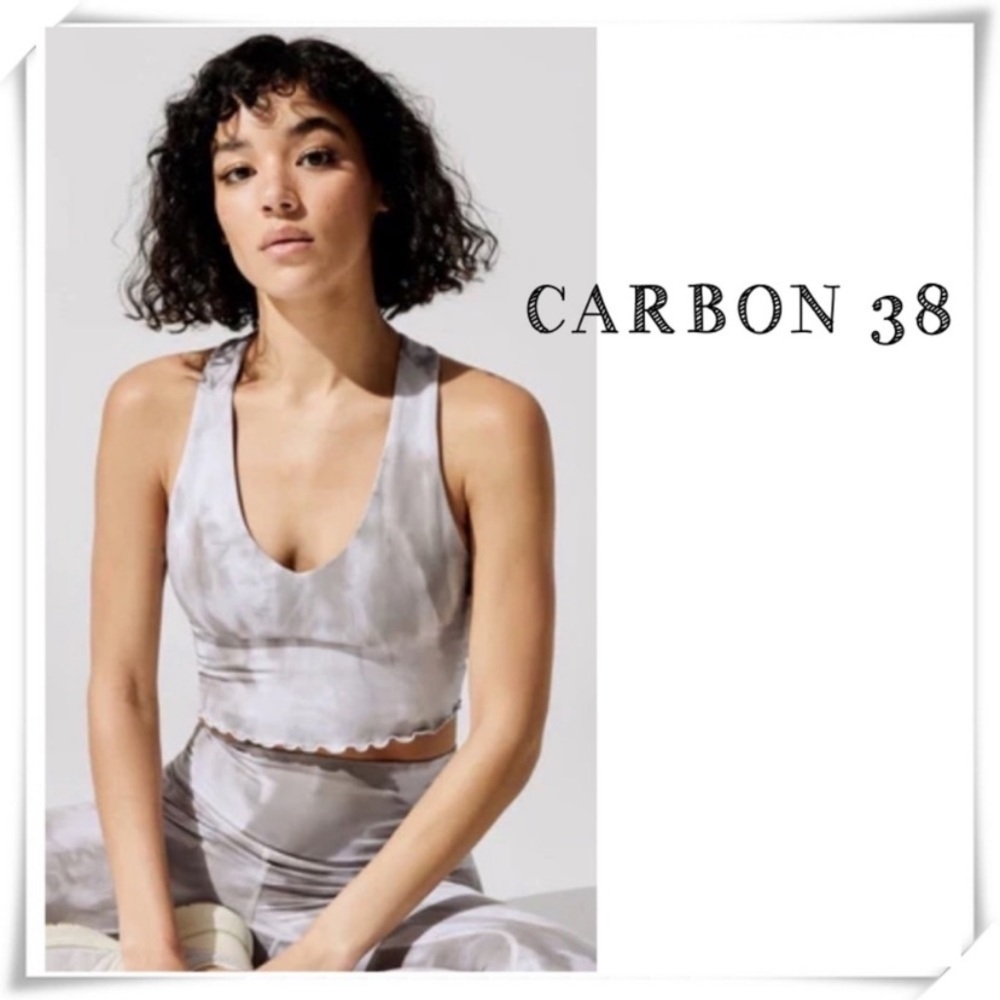 Carbon38 Size S Super Soft Tie Dye Cami Sport Bra in Oyster Gray Tonal